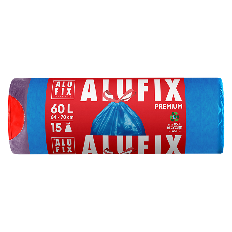 ALUFIX Garbage bags drawstring 60L/15buc, LDPE 64x70cm